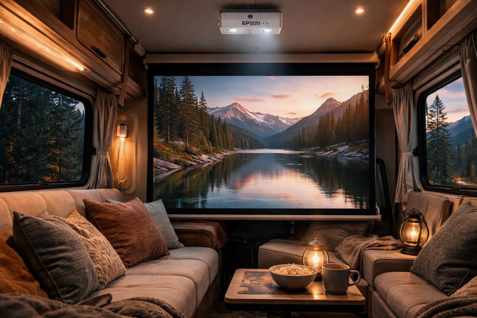 découvrez comment le mini vidéoprojecteur epson peut transformer votre camping-car en une véritable salle de cinéma, pour des soirées cinéma inoubliables en pleine nature.