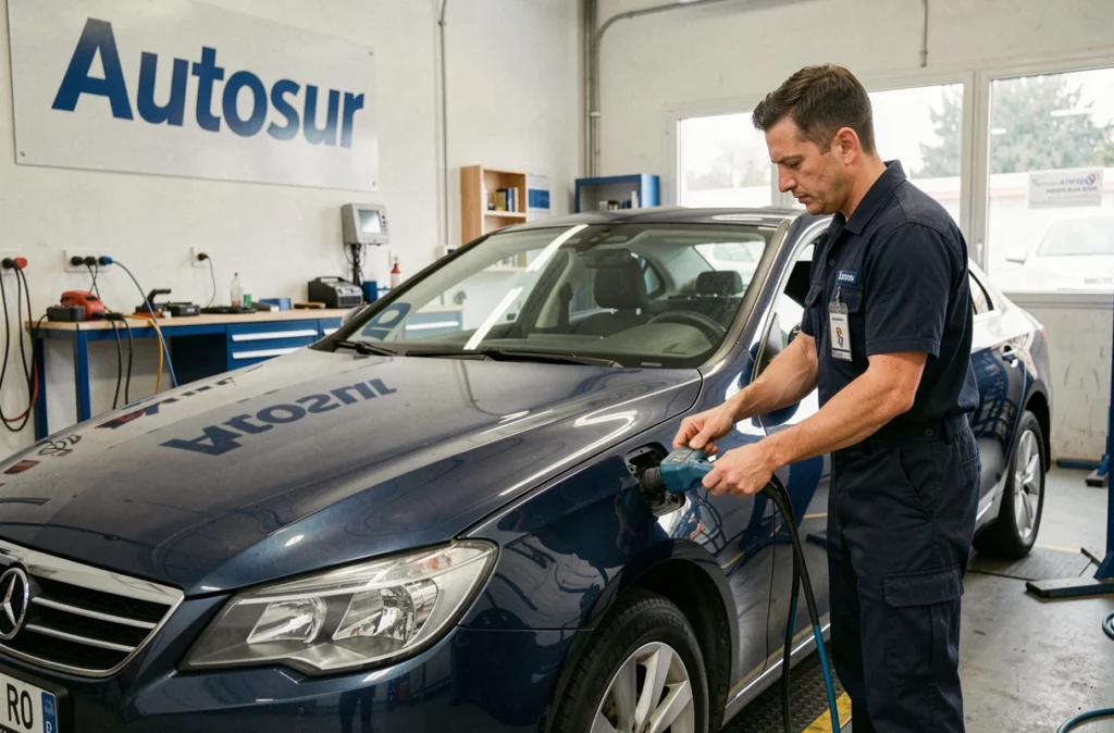 Technicien Autosur réalisant un diagnostic électronique sur un véhicule à Vitry-sur-Seine