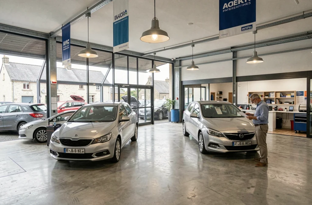 Salle d'exposition et espace client du garage automobile Jouquand Automobiles à Bain-de-Bretagne